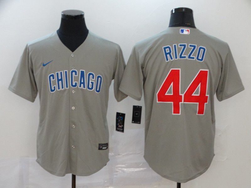 Men Chicago Cubs #44 Rizzo Grey Game Nike MLB Jerseys